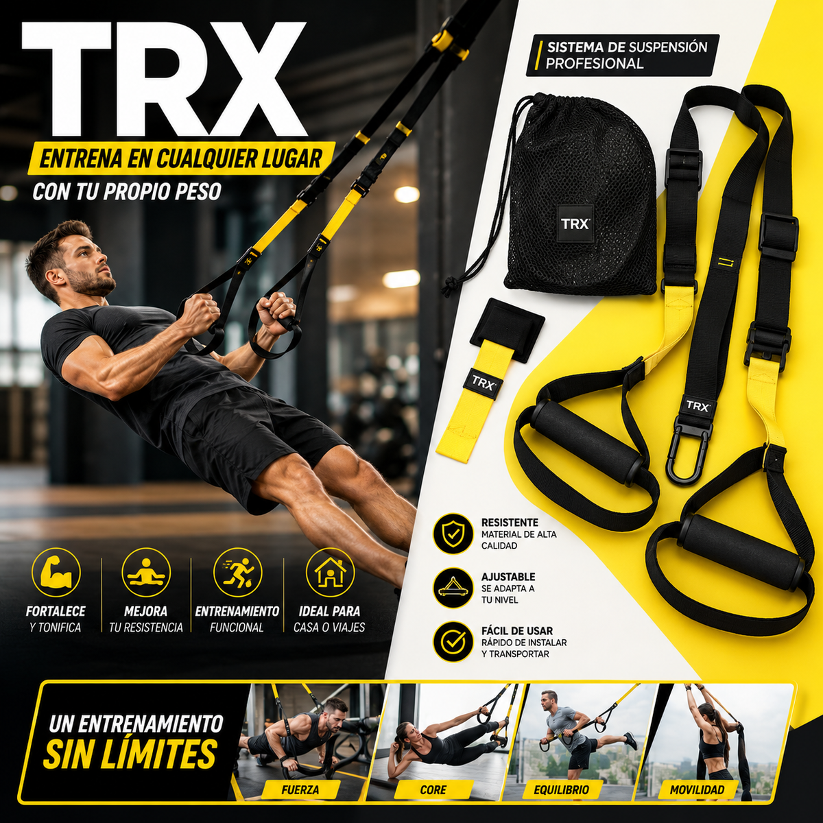 TRX Pro: Entrena Todo Tu Cuerpo Donde Quieras