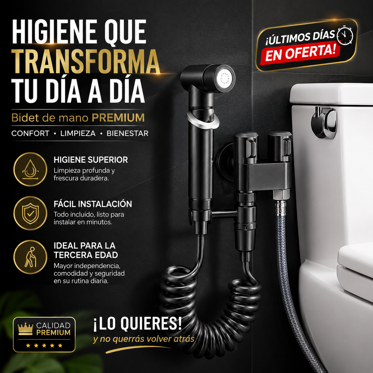 Ducha Bidet para WC Premium: Limpieza y comodidad
