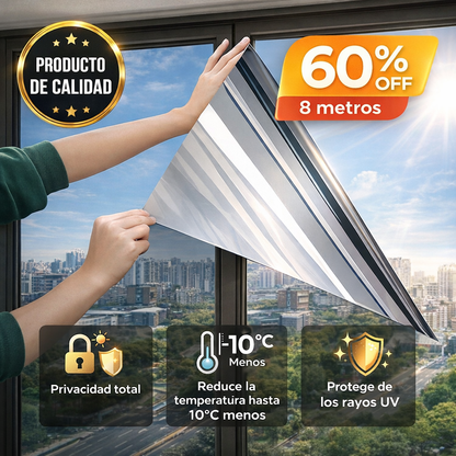 Rollo Vinilo Espejo (60 cm x 2 m): Control Solar y Privacidad