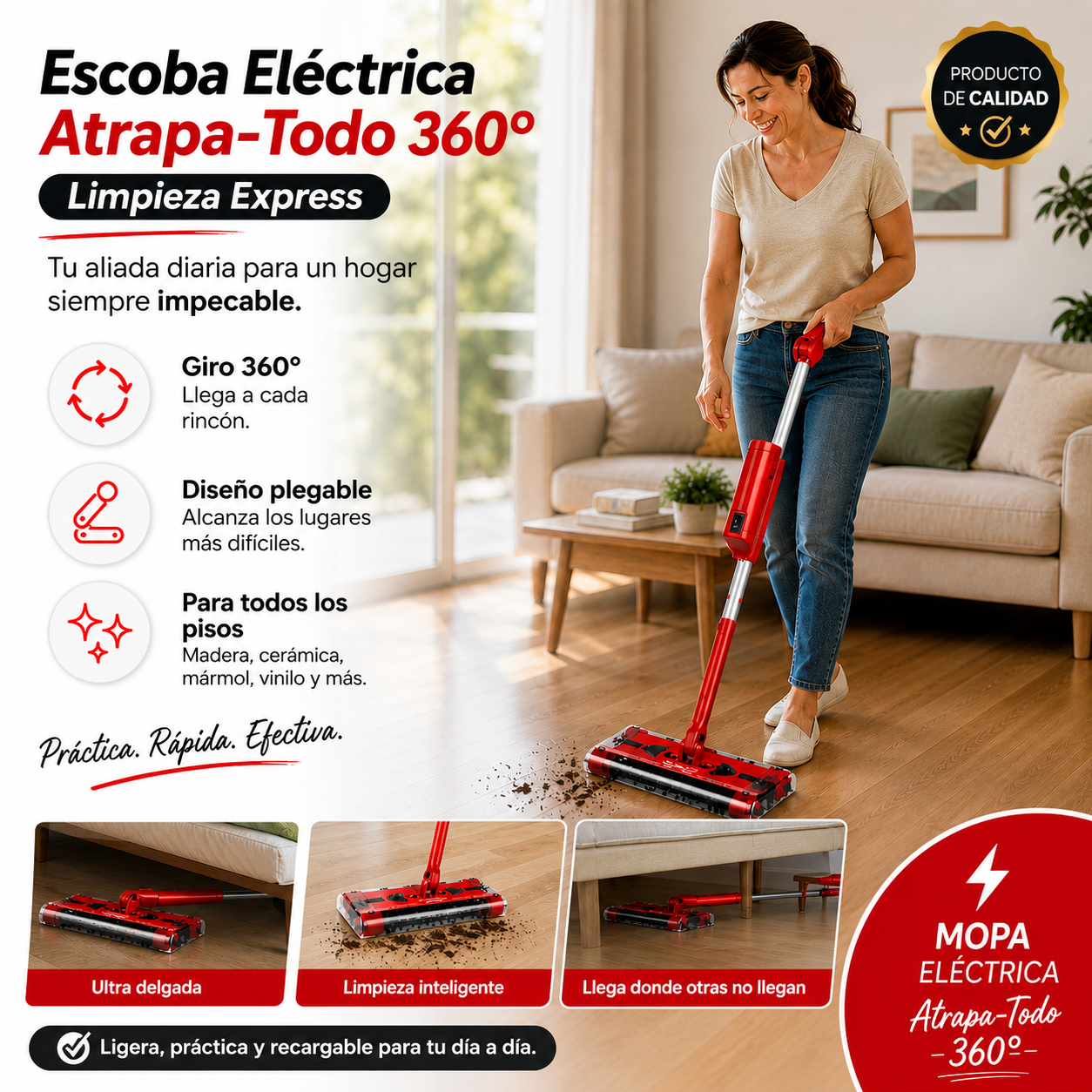 Escoba Eléctrica Atrapa-Todo 360° - Limpieza Express
