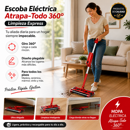 Escoba Eléctrica Atrapa-Todo 360° - Limpieza Express