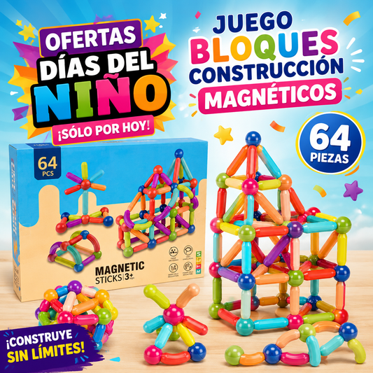 Bloques Magnéticos de Construcción 64 Piezas