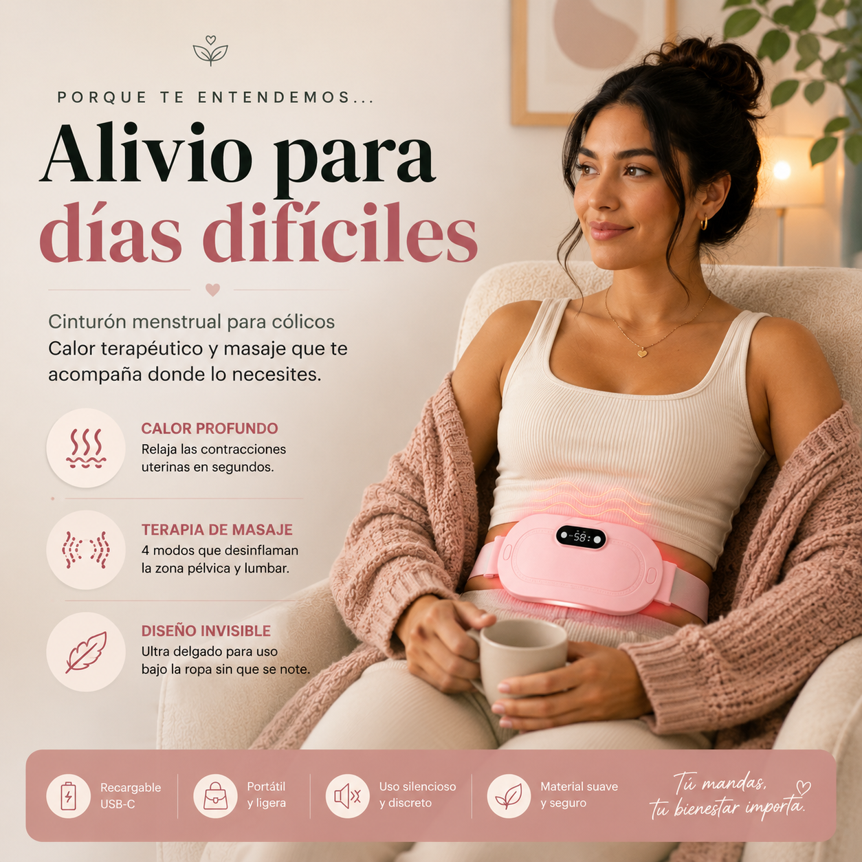 Cinturón Térmico: Alivio inmediato para Cólicos y Endometriosis