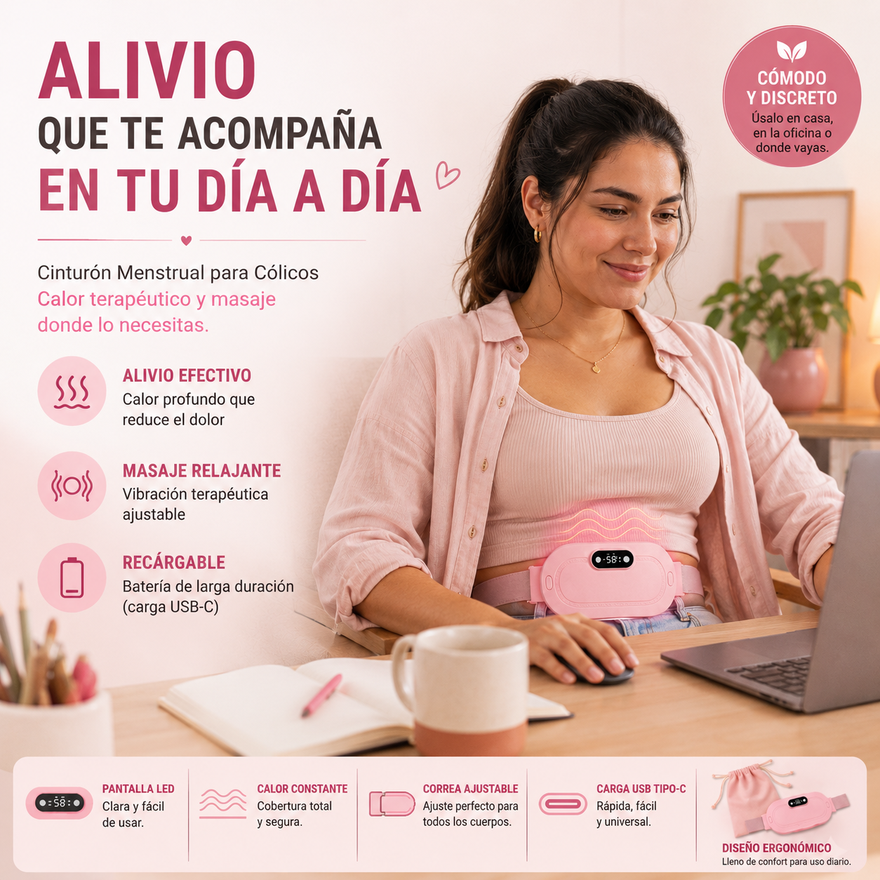 Cinturón Térmico: Alivio inmediato para Cólicos y Endometriosis