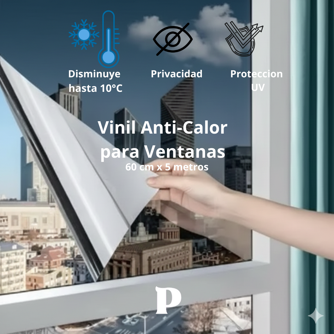 Vinil Anti-Calor Efecto Espejo (60cm x 5m) - Privacidad y Refrescancia